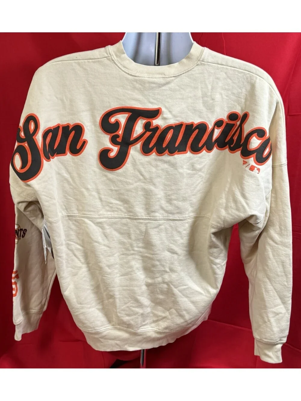 Fanatics San Francisco Giants Pennant Flag Fleece Sweatshirt Beige Mens S NWT